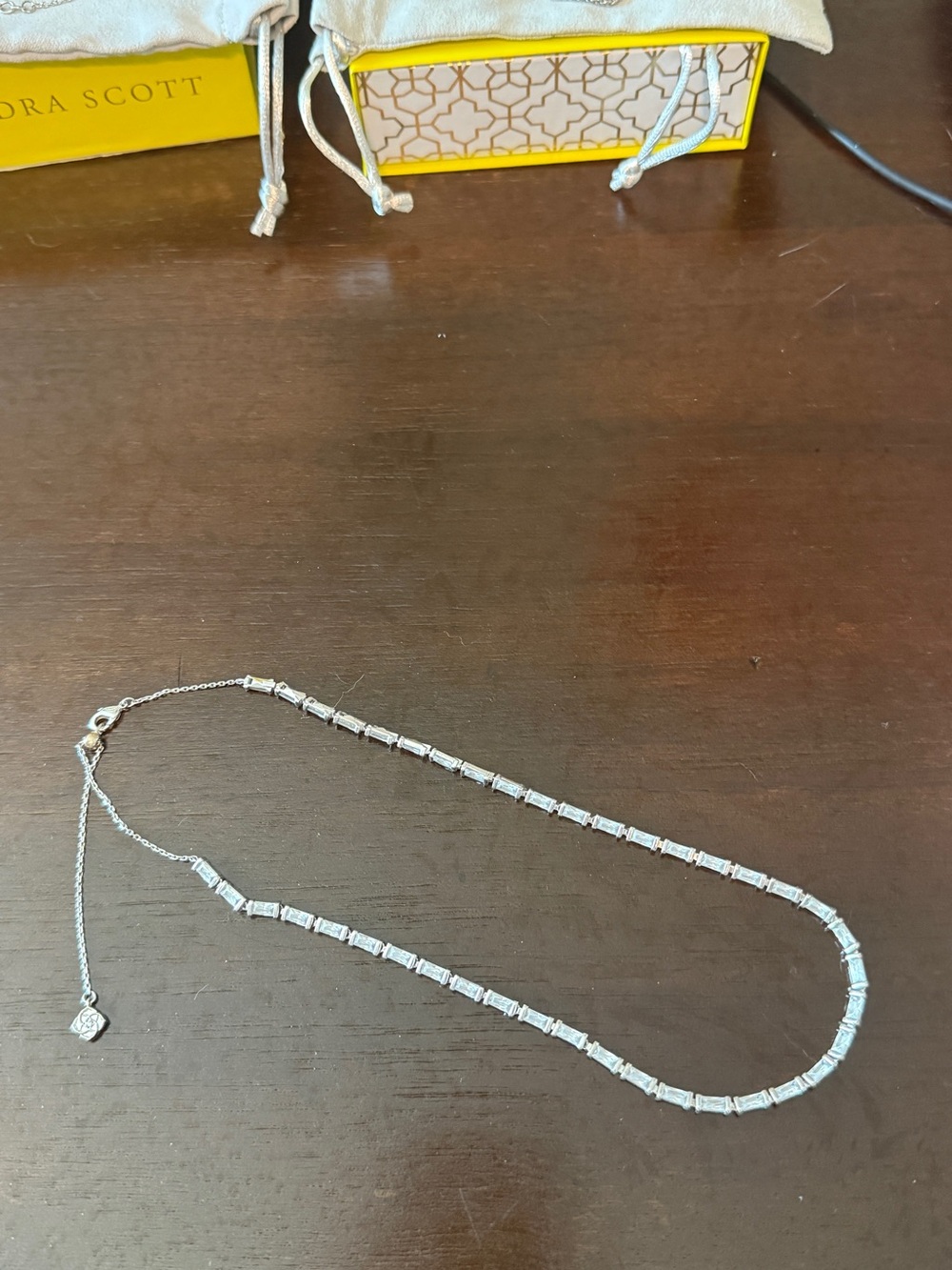 Kendra Scott Silver Baguette Crystal Tennis Necklace